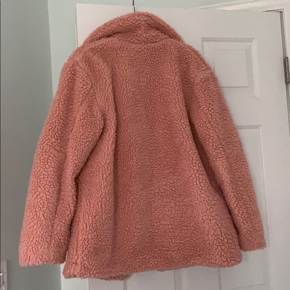 TOPSHOP Pink Teddy Coat US Size 10 - Picture 5 of 8